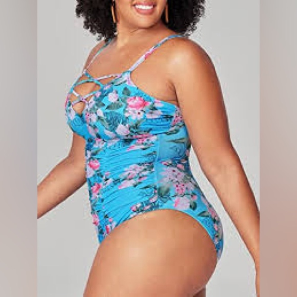 One Piece Bathing Suit Women Vintage Womens Swimsuits Tummy Control Retro 1x - Picture 2 of 3